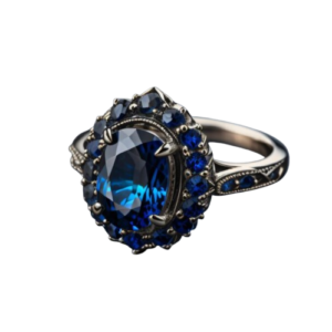 Anillo Azul con Piedras Preciosas